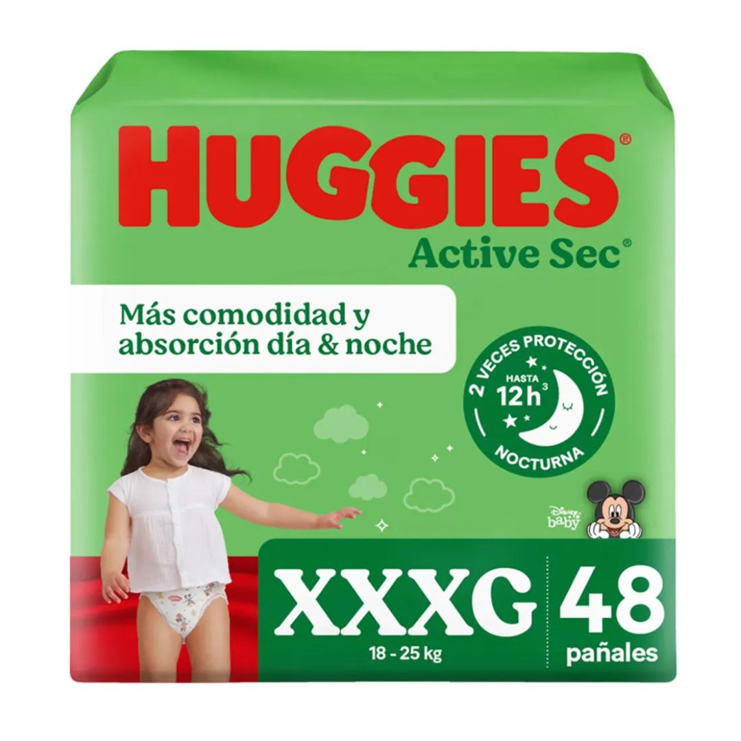 Huggies Active Sec Maleta Talla XXXG / 48 Unidades