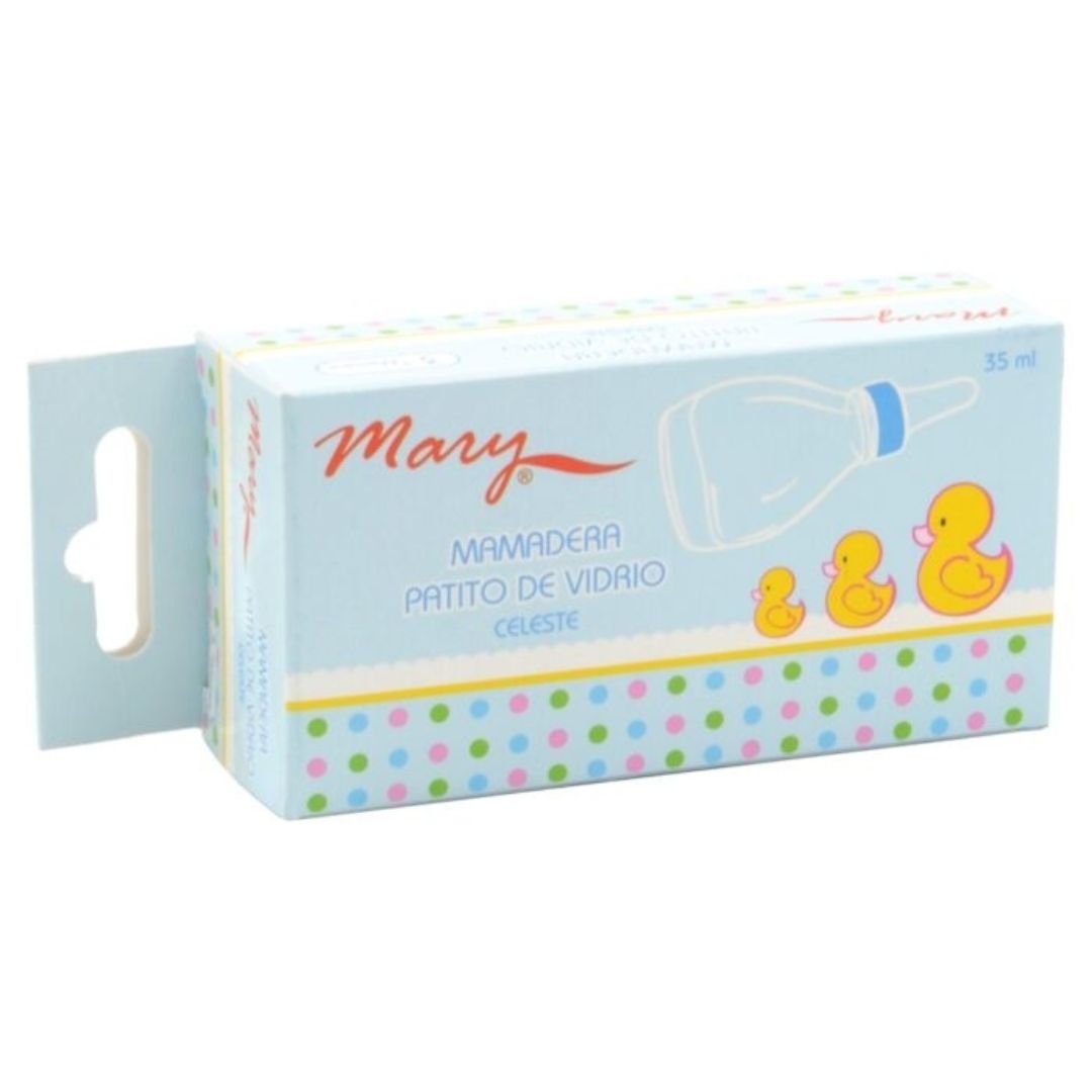 Mary Patito Mamadera de Vidrio Celeste / 35 ml