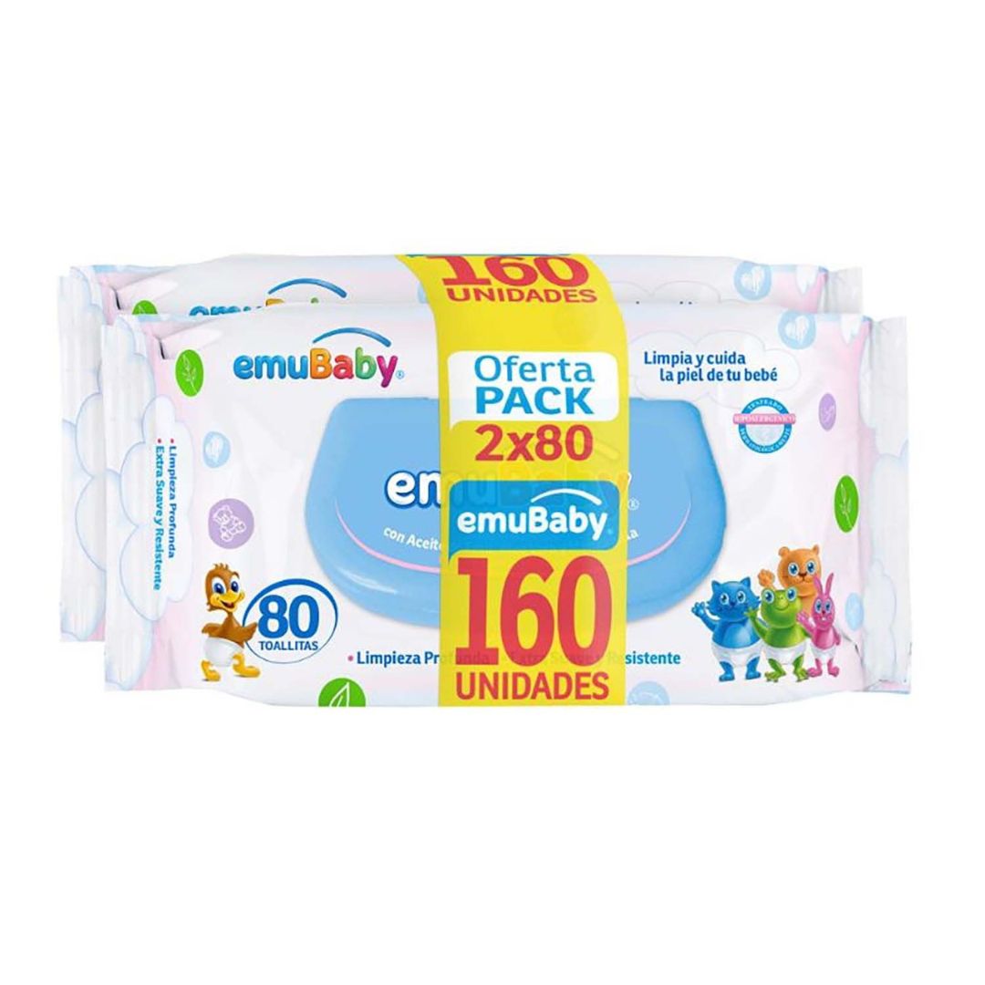 Emubaby Toallas Hùmedas con Tapa / Pack 2 x 80 Unidades