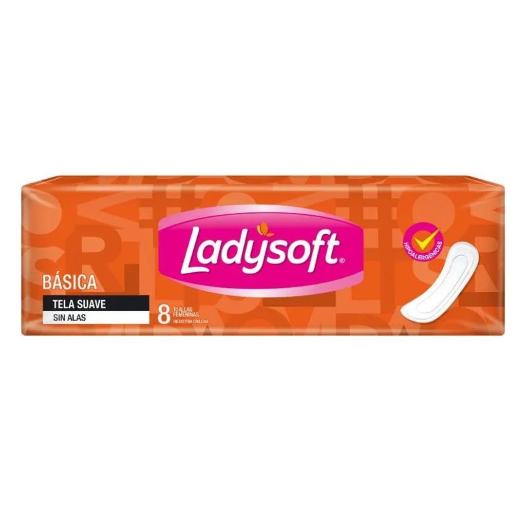 Ladysoft Toalla íntima Básica sin Alas / 8 Unidades