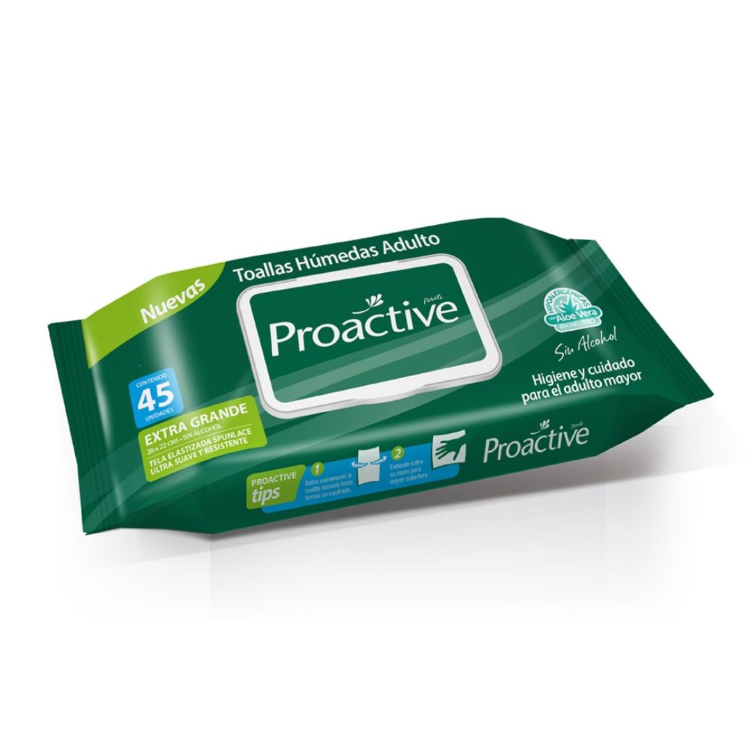 Proactive Toallas Hùmedas 26 x 22 cm / 45 Unidades