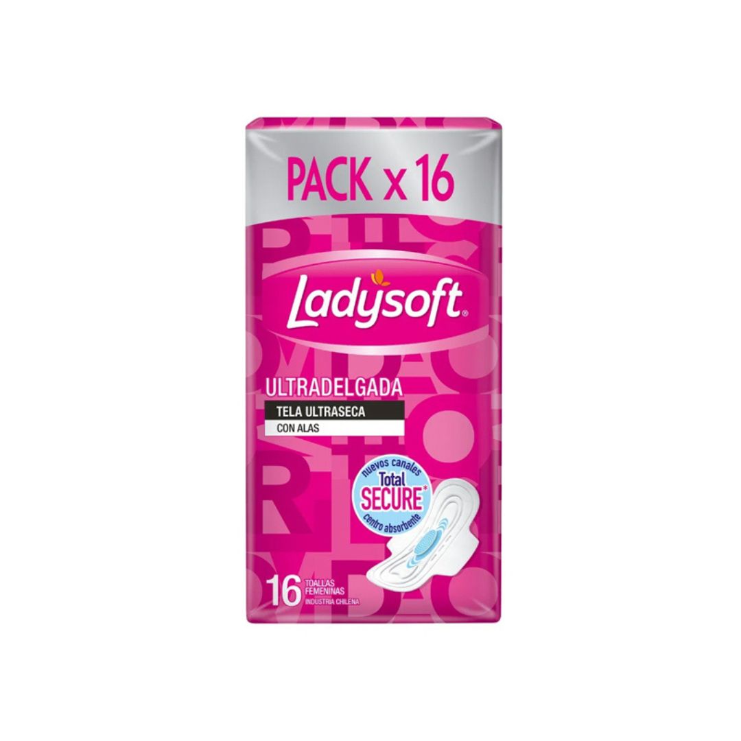 Ladysoft Toalla íntima Ultradelgada con Alas / 16 Unidades