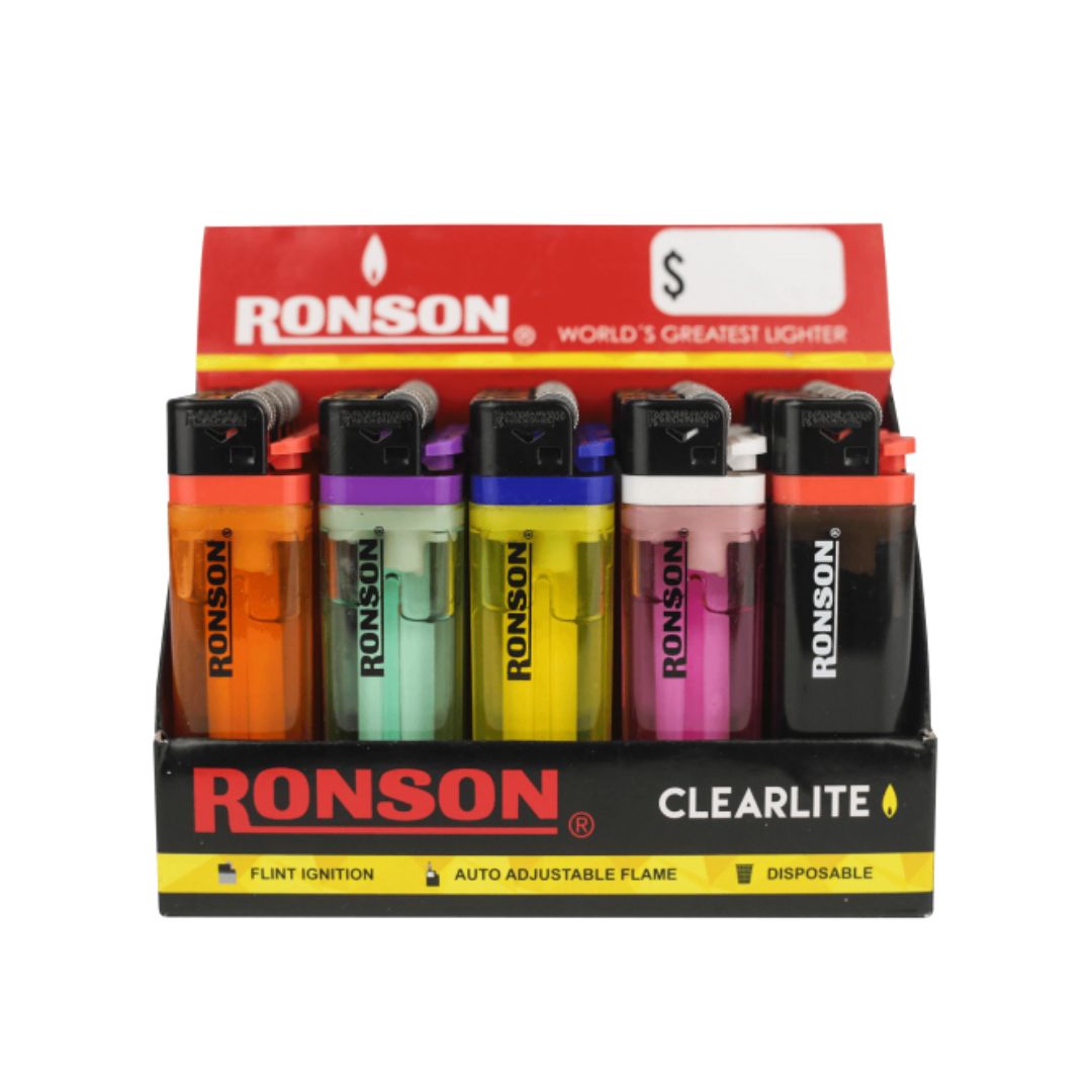 Ronson Encendedor Transparente / 20 Unidades