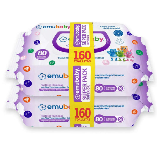 Emubaby Toallas Húmedas sin Tapa / Pack 2 x 80 Unidades