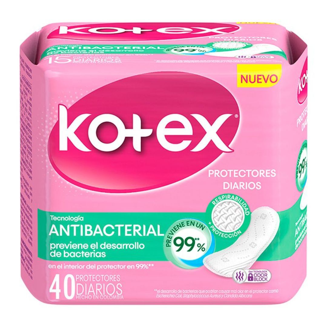Kotex Protector Diario Antibacterial / 40 Unidades