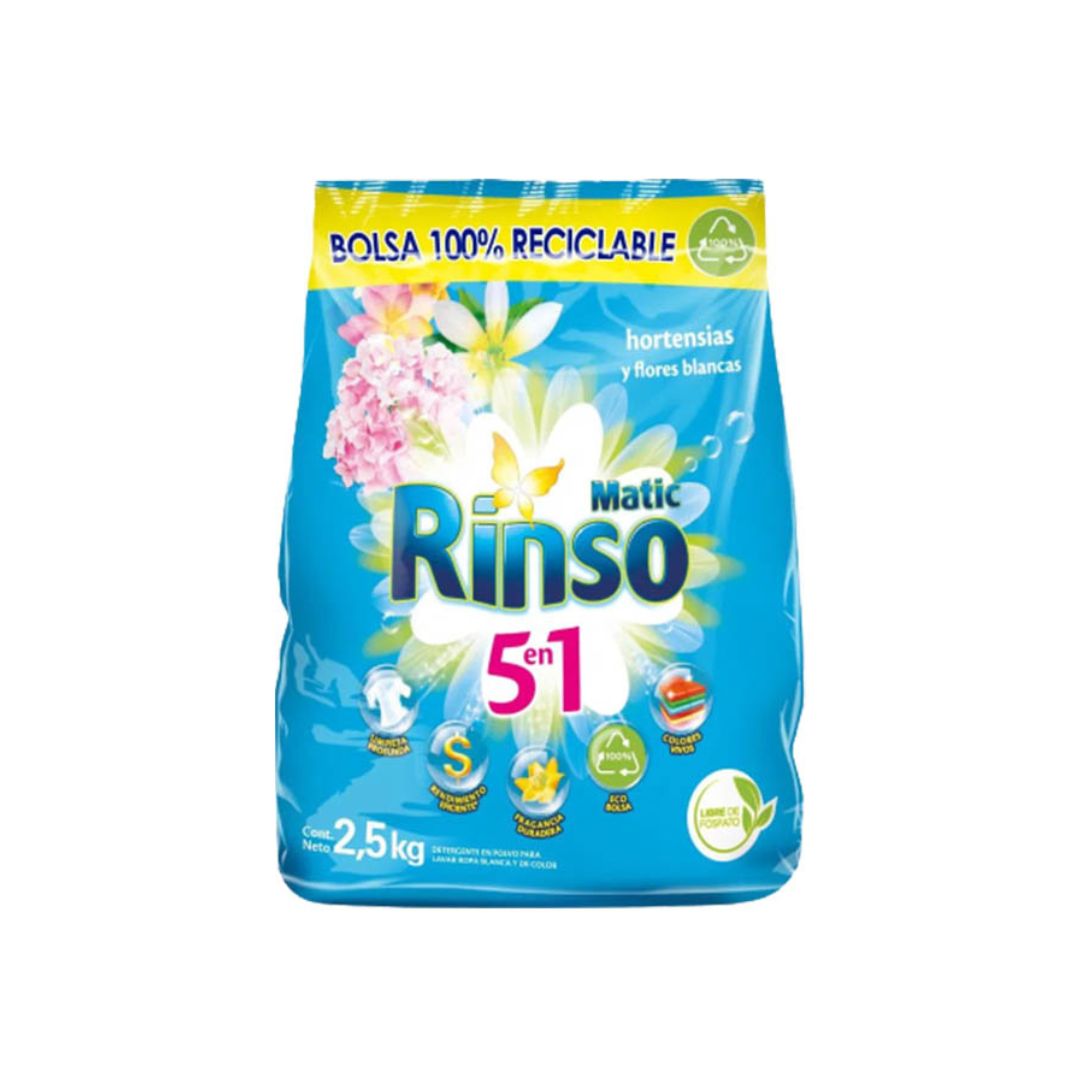 Rinso Matic Detergente en Polvo Hortensias y Flores Blancas / 2.5 Kg