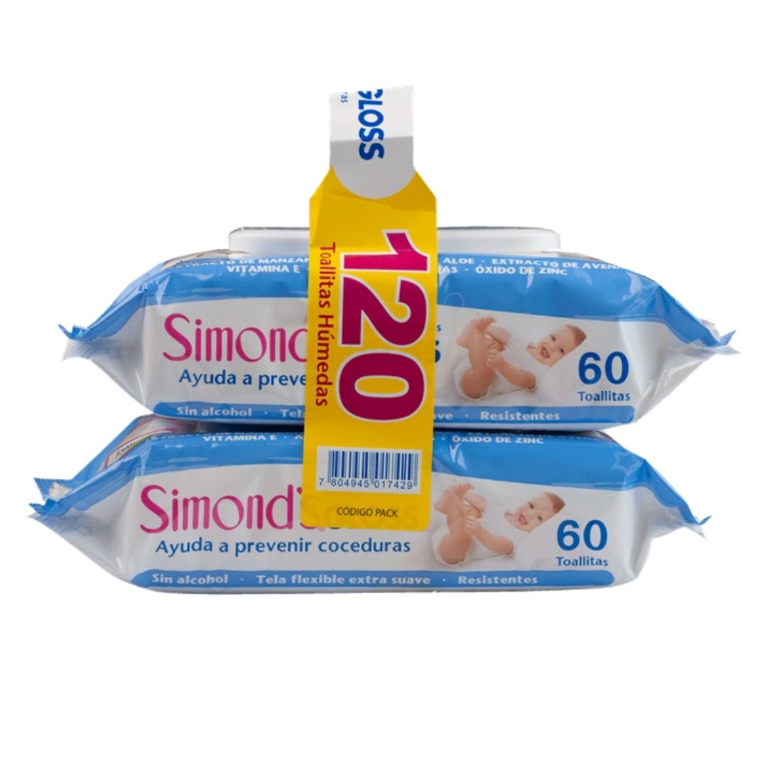 Simond's Toallas Húmedas Gloss / Pack 2 x 60 Unidades