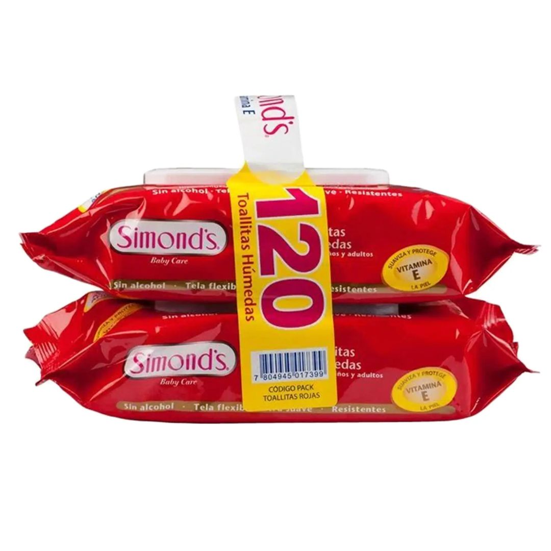 Simond's Toallas Húmedas Vitamina E / Pack 2 x 60 Unidades