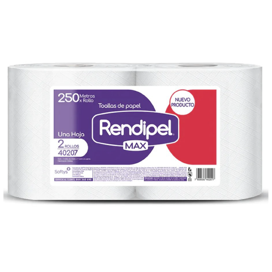 Rendipel Toalla Industrial 250 Metros x 2 Rollos