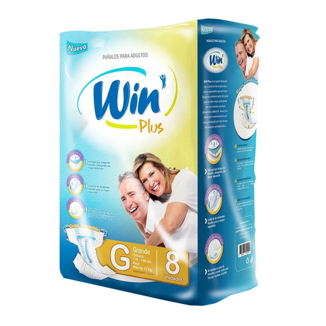 Win Plus Pañal Adultos Talla G / 8 Unidades